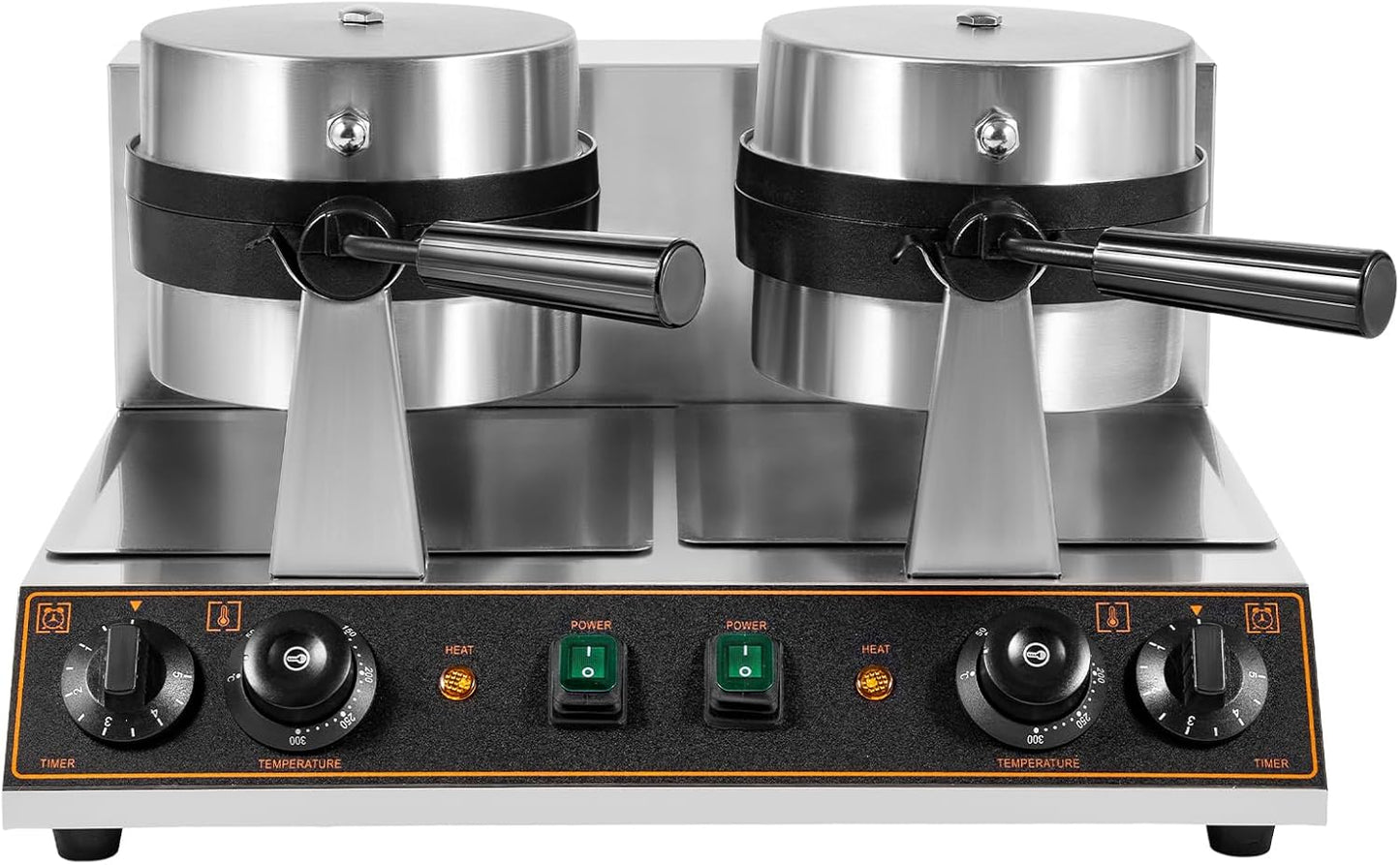 2600W Electric Commercial Waffle Maker Double Waffle Irons， Duel Side by Side Rotating Cooking Non-Stick Surfaces Suitable for Home，Snack Bar and Restaurant |Heavy Duty Restaurant Foodservice