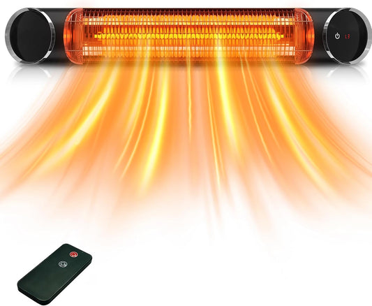 Electric Outdoor Heater, Infrared Patio Heater for Outdoor/Indoor Use, Wall Mounted/Ceiling/Infrared Heater Outdoor, 1500W Electric Patio Heater, MATT BLACK