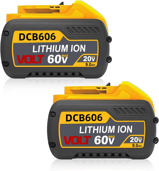 2 Pack 9000mAh/9.0Ah 20V/60V MAX Replacement for DeWalt DCB606 DCB609 DCB612 Batteries Compatible with DeWalt 20V/60V Variable Voltage Battery Chargers and Power Tools