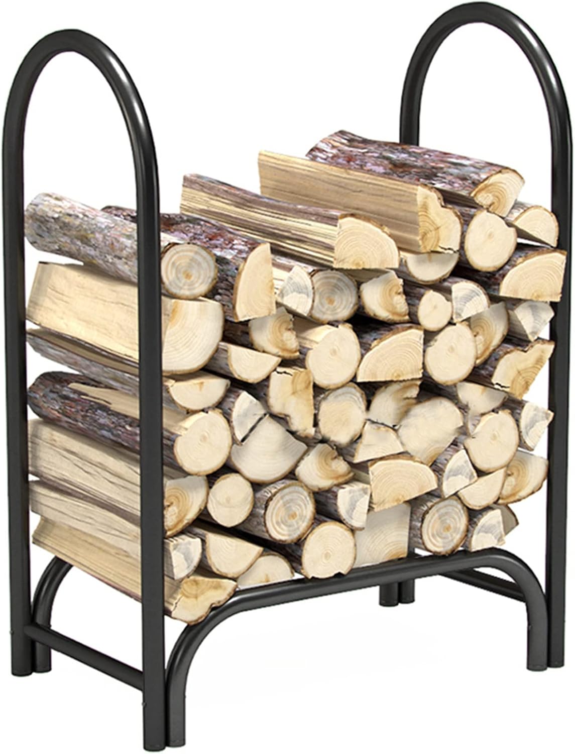 Steel Log Rack for Indoor/Outdoor - Heavy Duty Firewood Holder Wood Stacking Racks for Hearth Backyard, 28 Inch