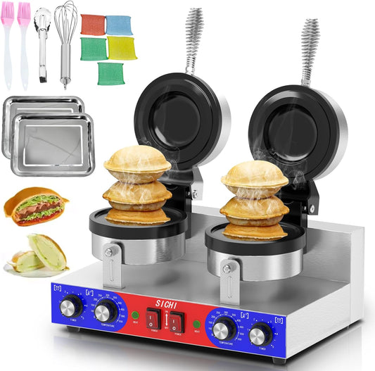 SICHI Ufo Burger Maker Machine - Commercial Ice Cream Burger Machine w\/Adjustable Temperature and Timer, Electric Ufo Burger Press for Restaurant, Stainless Steel Burger Maker Machine for Home