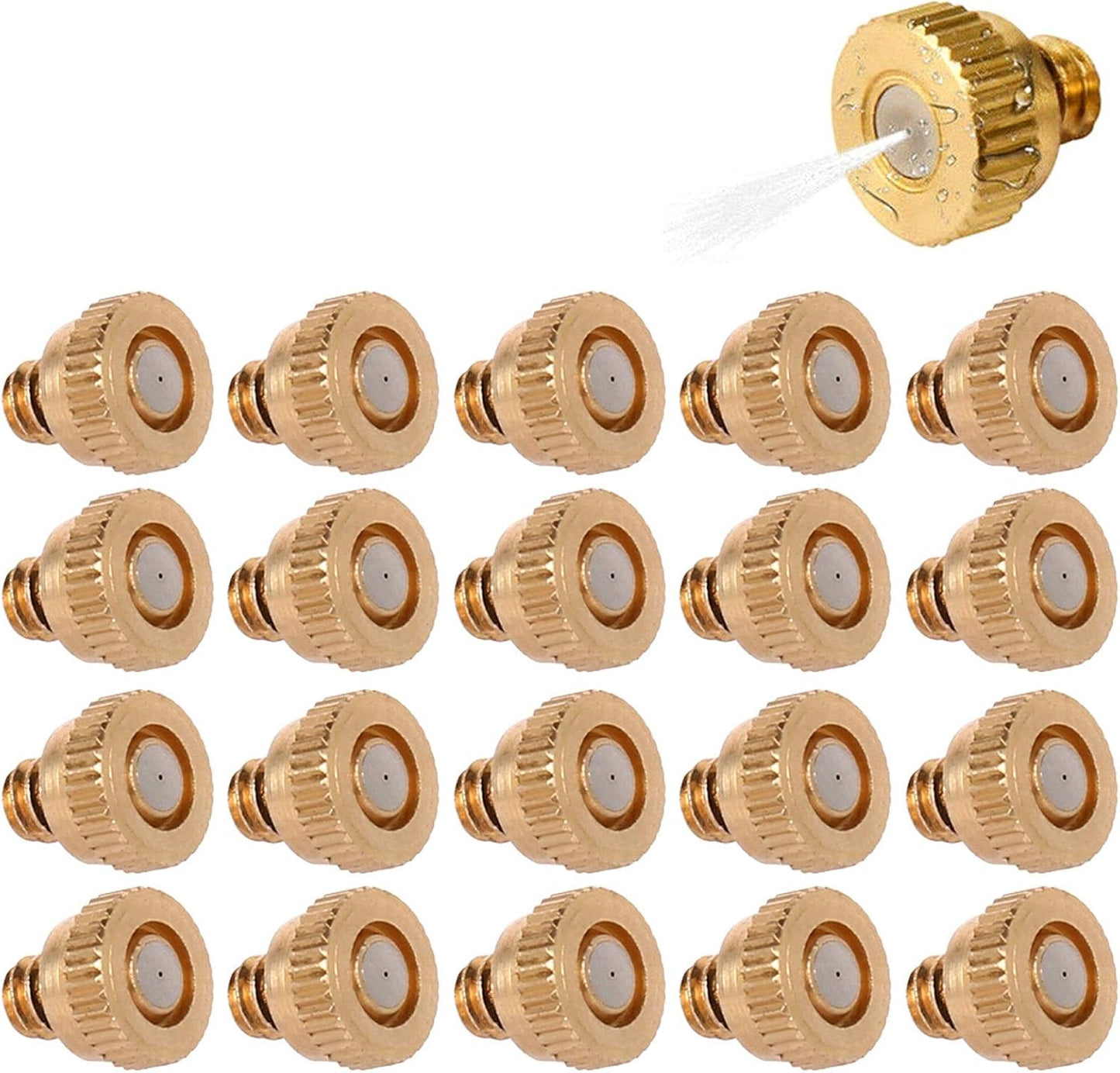 200pcs brass misting nozzles for outdoor cooling system low pressure mister nozzle atomizing misting sprayer fog nozzles for garden humidification dust control landscaping thread unc 10 24