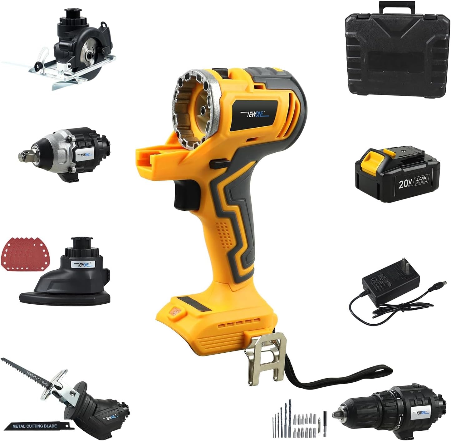 NEWONE 20V Cordless Tool Set,5-Tool Set Power Tool Combo Kit, Compatible with De-Walt 20V Battery,One Charger