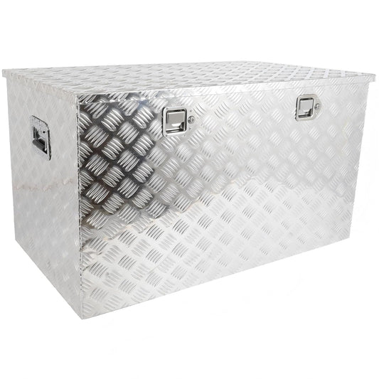 SCITOO 44 Inch Truck Bed Tool Box Aluminum Heavy Duty Diamond Plate Trailer Tool Box with Lock Keys Waterproof Storage Organizer Chest for Pick up Truck Bed ATV RV Trailer Silver 44X24X24