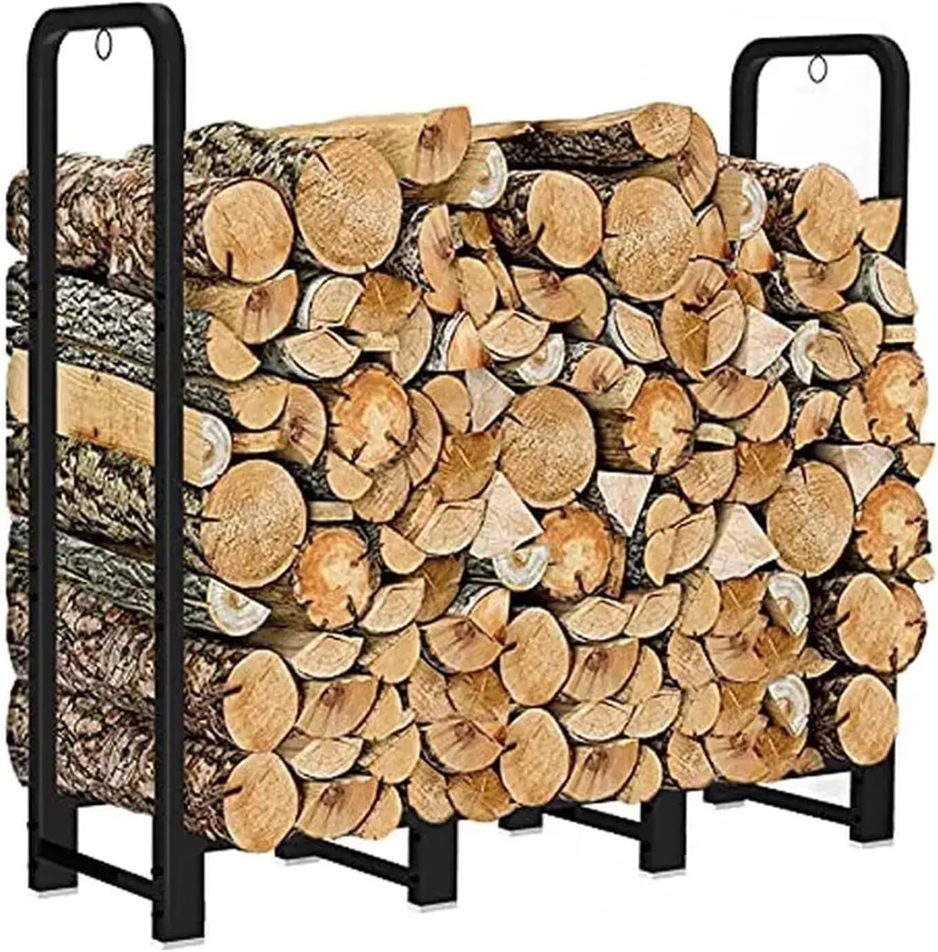 Firewood storage rack Outdoor Firewood Rack 4ft Heavy Duty Holder Metal Logs Storage Black Stand Organizer Wood Pile