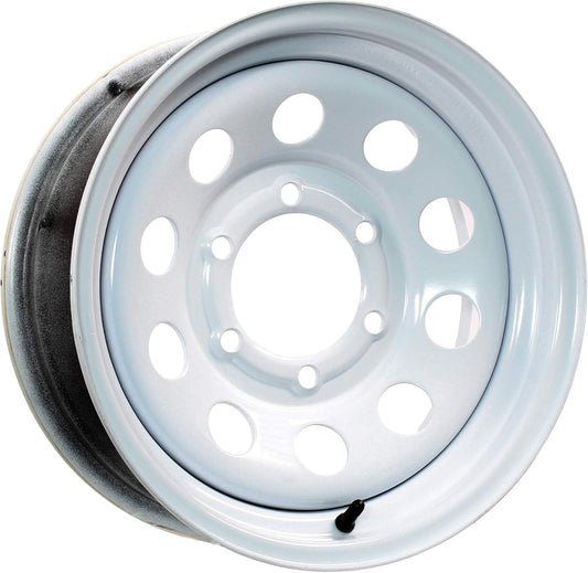15" White Mod Trailer Wheel 6 Lug (6x5.5) Bolt Circle