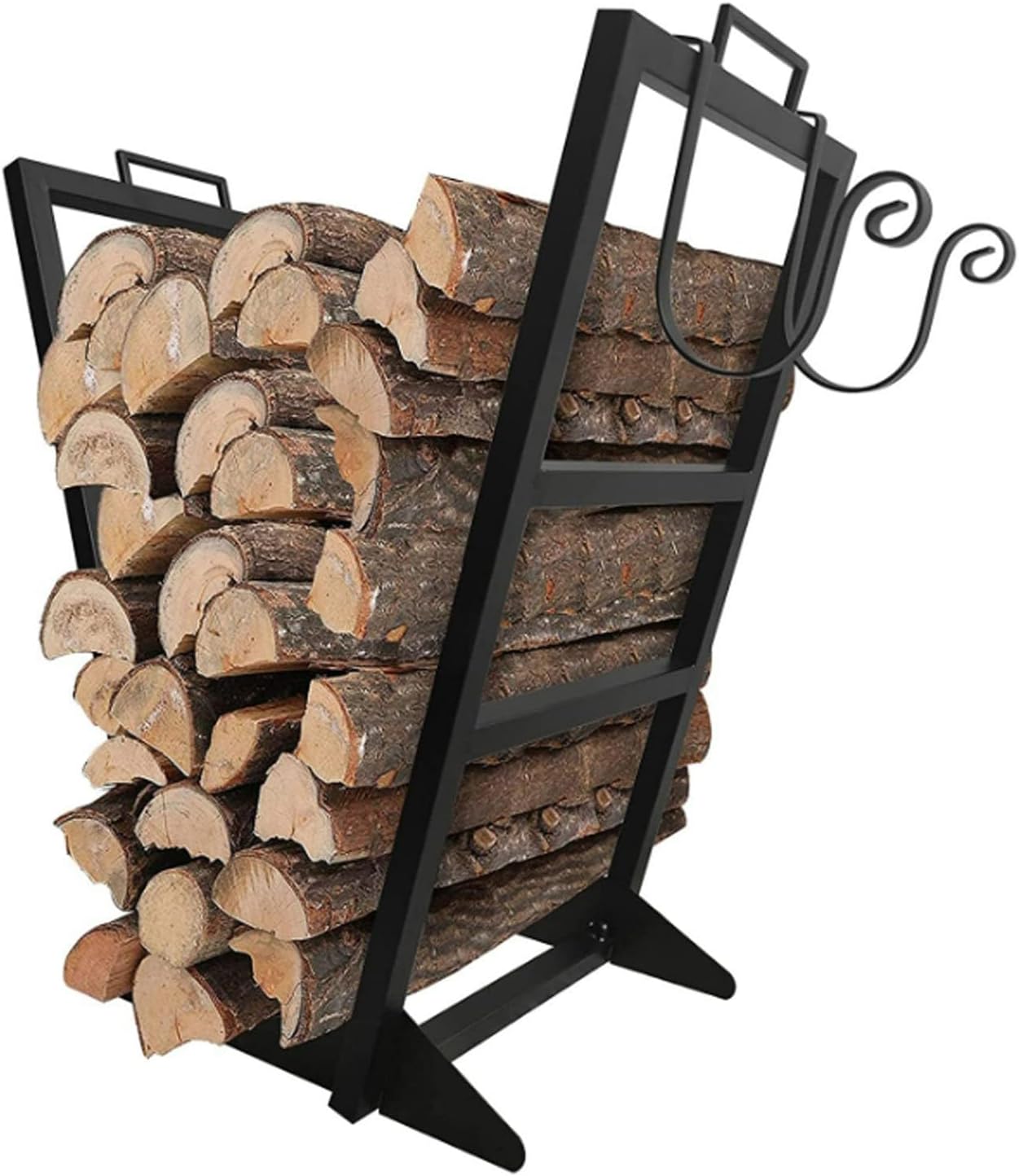Outdoor Fireplace Firewood Rack Outdoor Firewood Rack Iron Firewood Rack, Easy to Install Multifunctional, Sturdy and Outdoor Firewood Log Rack Suitable for Storing Fire(