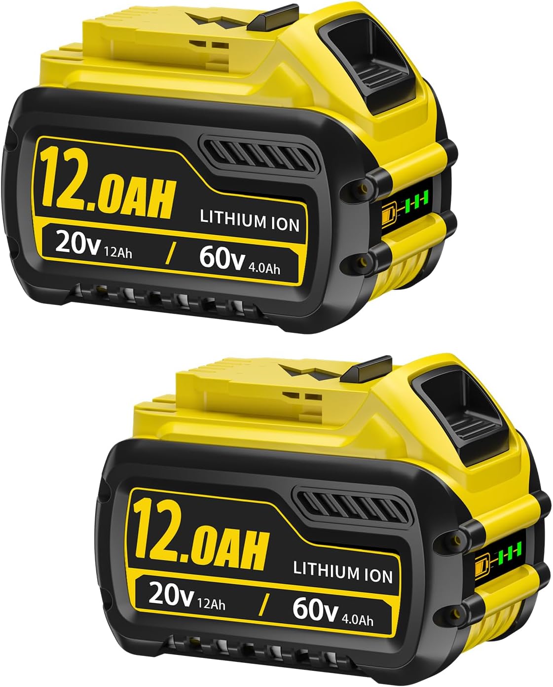 2Packs 12000mAh Replacement for dewalt 60v Battery DCB609 DCB606 DCB612 Lithium Ion Batteries Compatible with dewalt Flex Volt 60v Battery Series Power Tools and Chargers (Yellow)