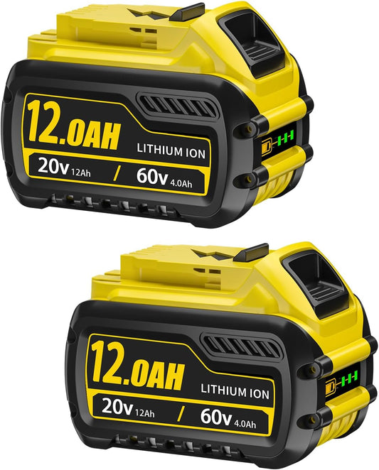 2Packs 12000mAh Replacement for dewalt 60v Battery DCB609 DCB606 DCB612 Lithium Ion Batteries Compatible with dewalt Flex Volt 60v Battery Series Power Tools and Chargers (Yellow)