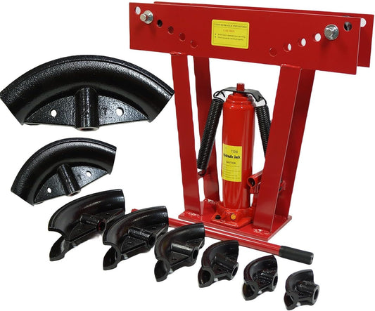 16 Ton Hydraulic Pipe Bender with 8 Dies (1\/2"-3") - Manual Tube Bending Tool for Exhaust, Plumbing & Steel Tubing - Heavy Duty Industrial Pipe Bender Machine