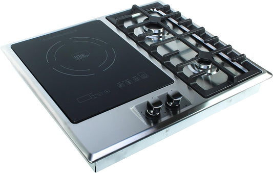 True Induction 23 in. Dual Gas Burner + Single Burner 1750 Watt Induction Cooktop 858UL Cert.