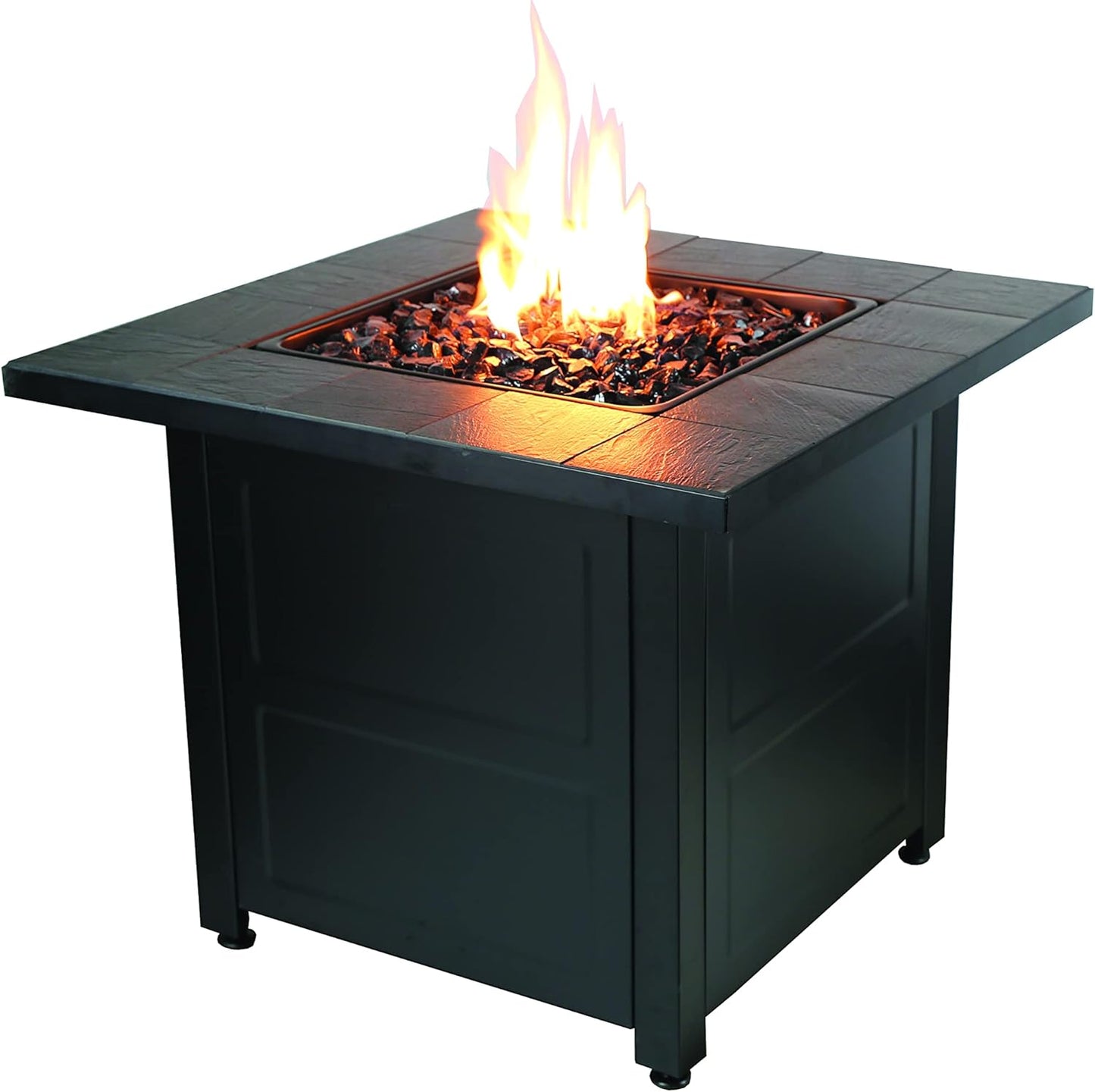 Endless Summer, 30" Square LP Gas Fire Pit with Stamped Tile Design