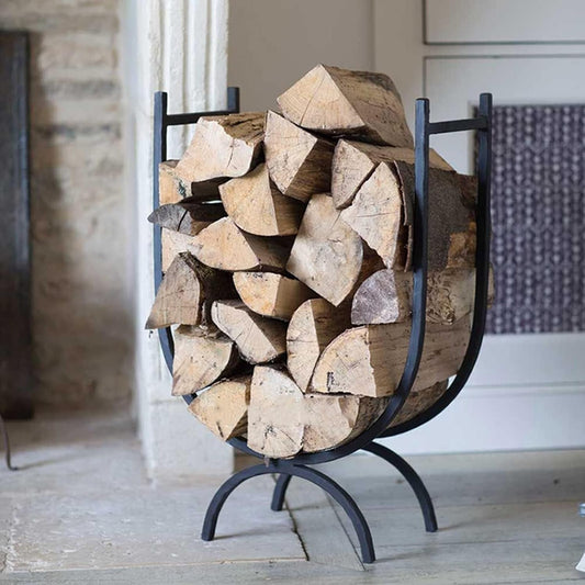 Cast Iron Fire Log Rack, Floor Standing Log Storage Rack for Indoor and Outdoor Fireplaces/Woodburning Stoves