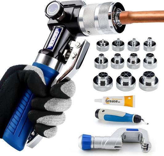 IBOSAD HVAC Hydraulic SWAGING tool kit for copper tubing Expanding 3\/8 inch to 1-5\/8 inch,with 11PCS Expanding Jaws