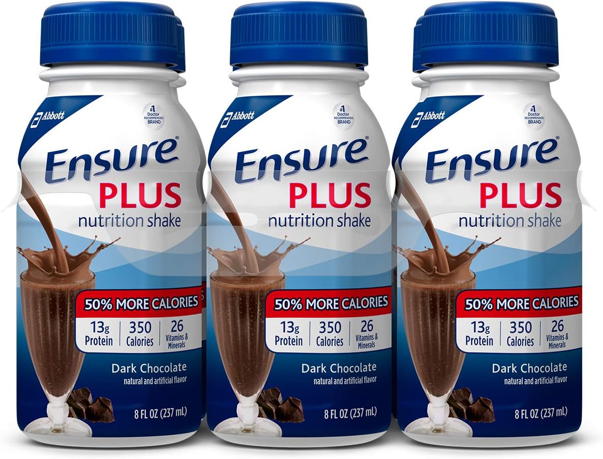 Ensure Plus Dark Chocolate Shake, 8 Fluid Ounce Bottle -- 24 per case.