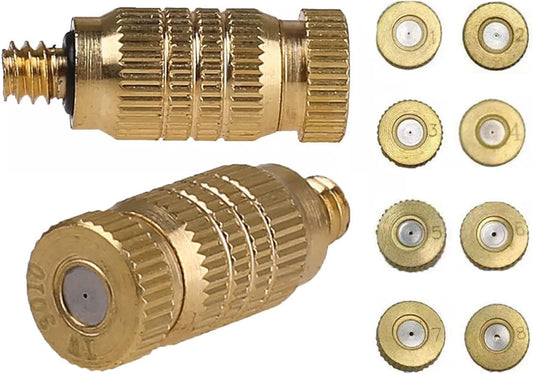 40pcs cooling brass nozzles high pressure misting nozzles mister nozzles for cooling system fog nozzle atomizing mister sprinkle for patio garden sprayer irrigation tool kit 0 004 0 035 orifice