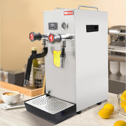 Commercial Milk Frother and Steamer, 8L/270 oz Large Capacity, 110V 2500W Electric Milk Foam Maker Automatic Bubble Water Boiling Machine Stainless Steel Frothing Machine Commercial Milk Steamer