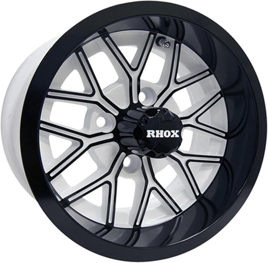 Red Hawk TIR-RX284-WB Wheel White/Gloss Black Rim, 12x6 ET-10 Golf Carts