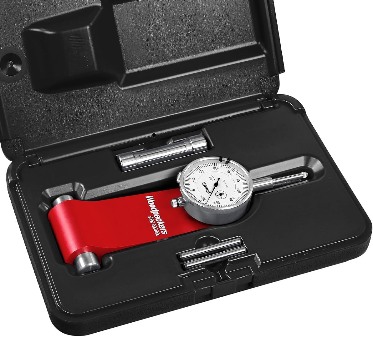 Woodpeckers Table Saw Gauge and Alignment Tool, Auto-Adjusts to Miter Slot, Includes Dial Indicator & Fitted Storage Case - SG-WP