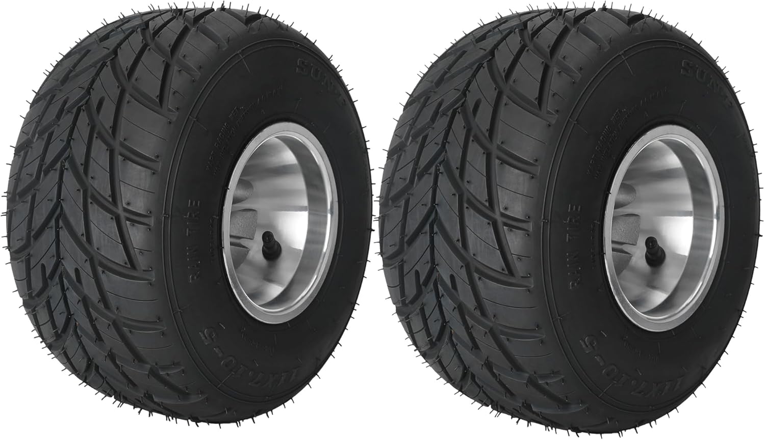 2pc 11x7.10-5 Go Kart Tires and Rims, 11x7.10x5 Rear Wheels with Aluminum Rim, 3 Stud 50mm Bolt Pattern, 4PR, Tubeless Rain Racer Tire for Racing Drift Cart, Mini Bike, ATV, Quad, Lawn Mower, Trike
