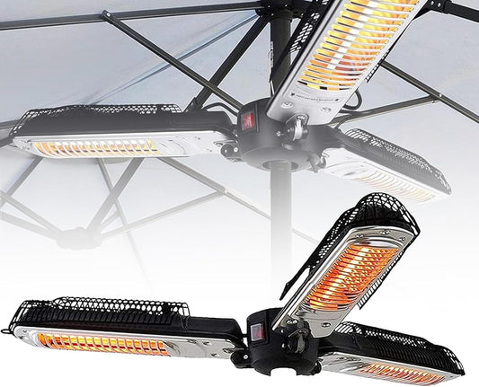 Outdoor Patio Umbrella Heater, 3 Heat Settings/1500 Watt Suspended Heater/IP34 Waterproof Protection/with Heating Plates