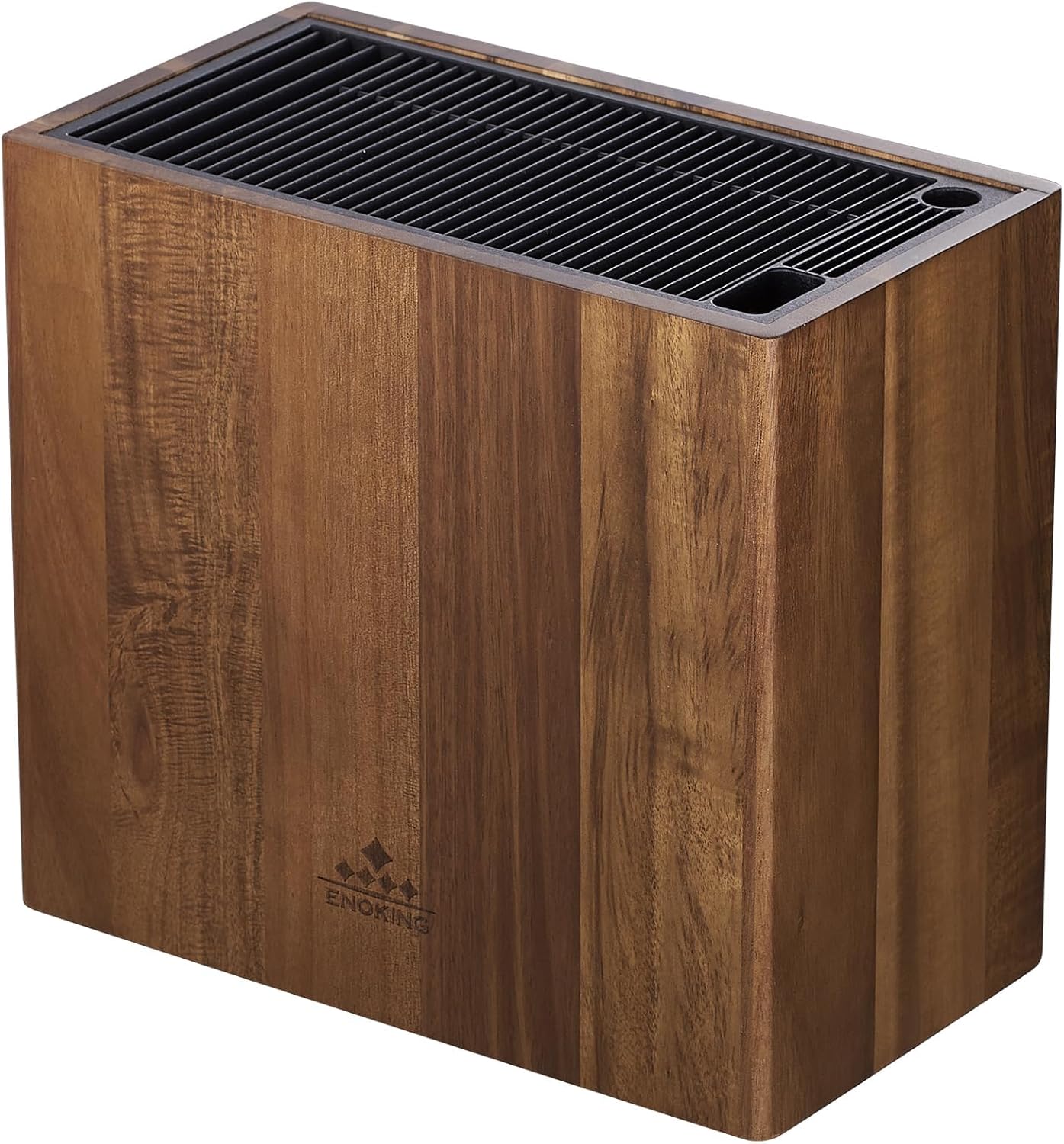 ENOKING XXL Acacia Wood Knife Holder \u2013 Large Universal Knife Block with Blade-Protecting Slots, Holds 26+ Knives, Scissors, and Sharpening Rods, Space-Saving Kitchen Storage Organizer