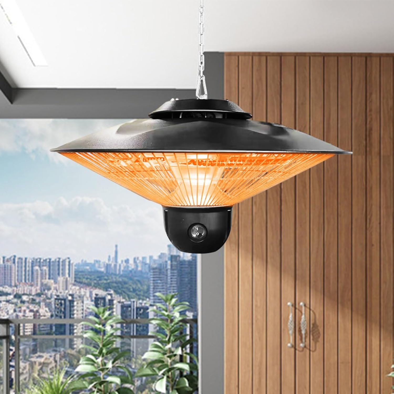 Portable Electric Heater, Electric Outdoor Indoor Heater with Remote Control, Constant Temperature Heating Technology, IP44 Waterproof, for Balcony Courtyard