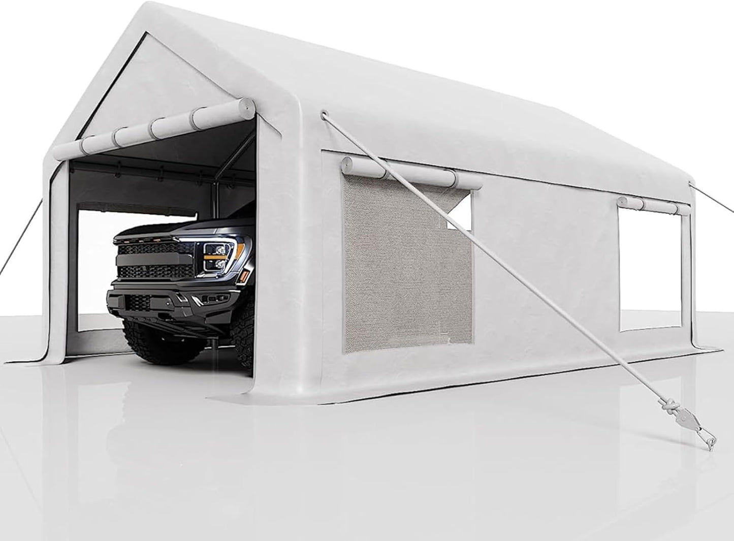 Qeetex Heavy-Duty Carport Canopy with Roll-Up Windows  Doors  Waterproof Garage Tent Shelter for Cars  Trucks  Boats  180G Durable Tarp Cover