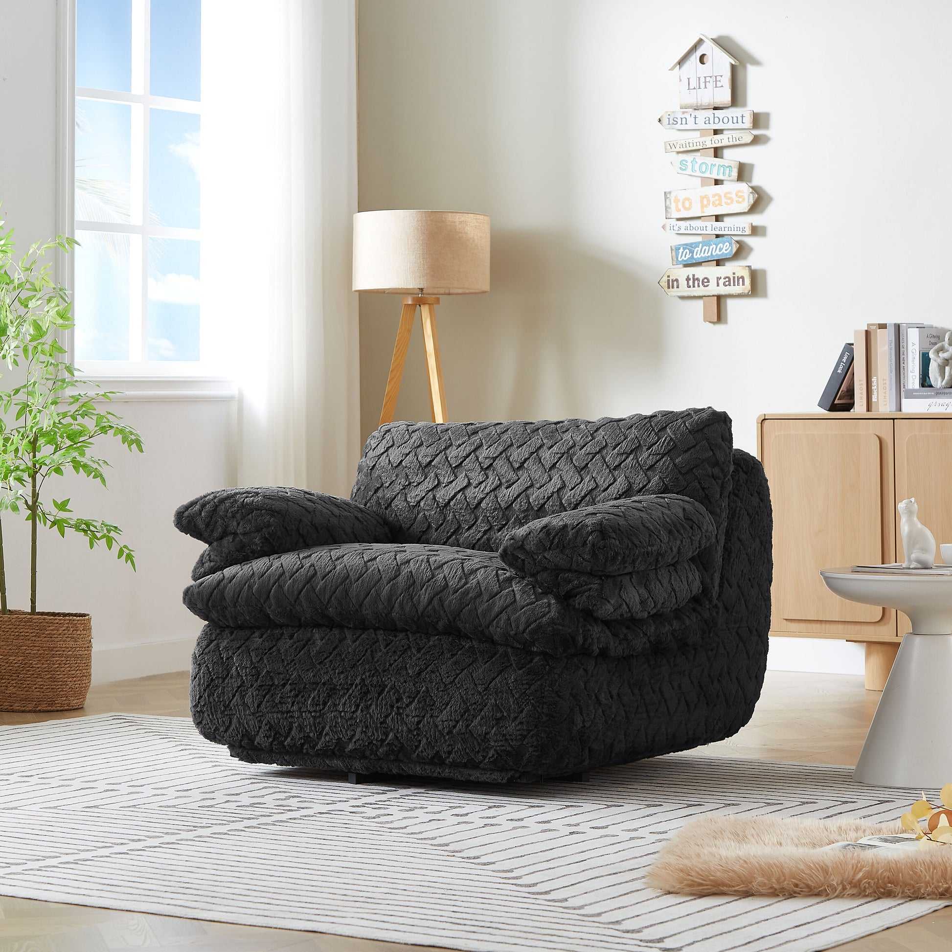 GDFStudio Liyasi Full Compression sofa chair with Swivel - Black