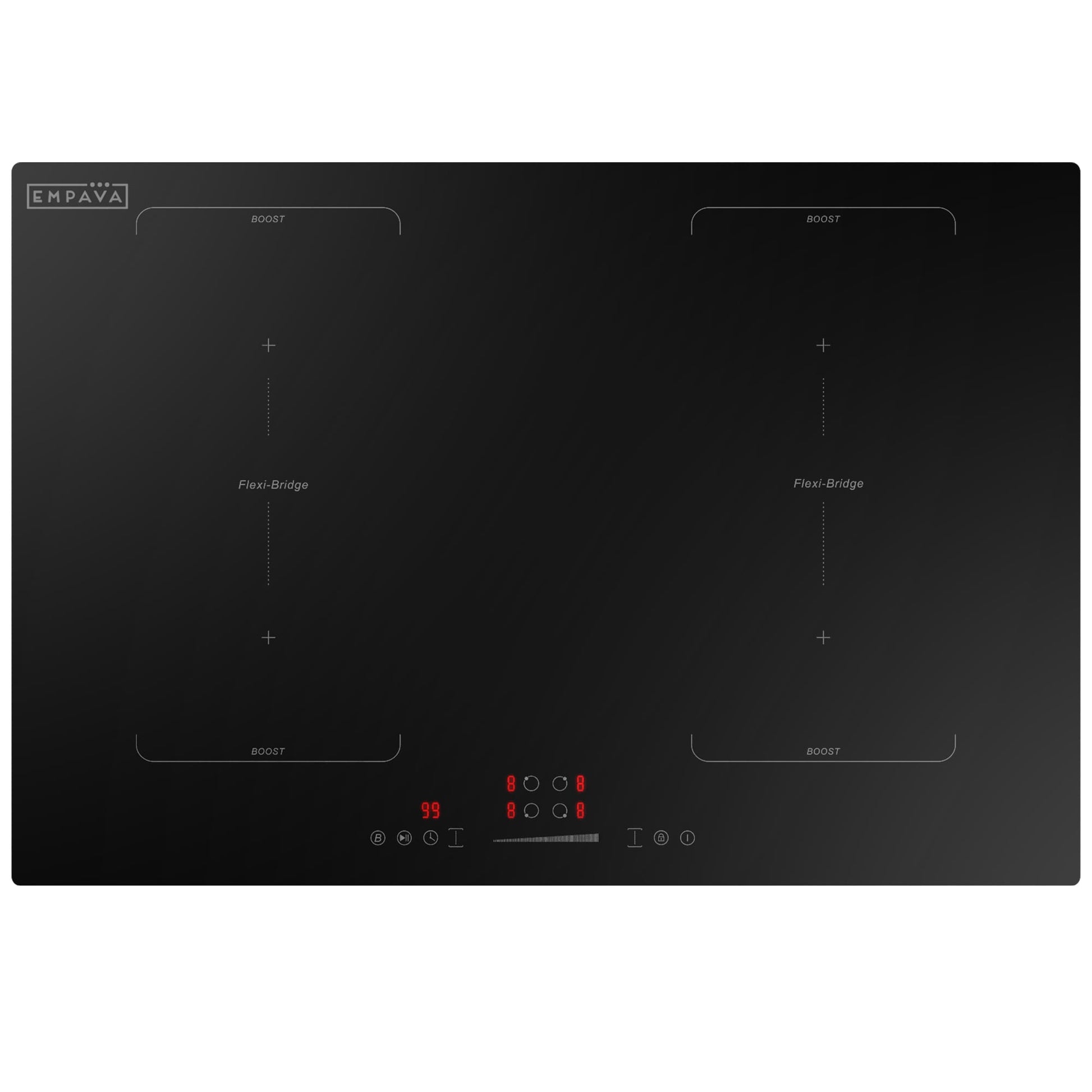 Empava 30-in 4 burners Black Induction Cooktop with Bridge Element