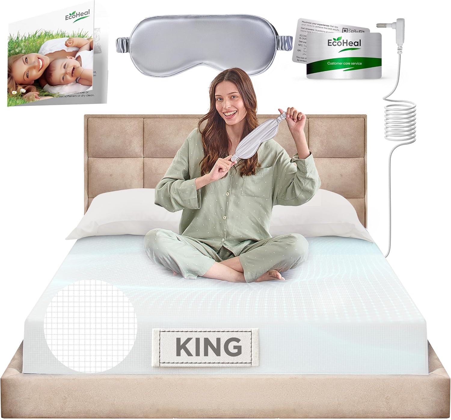 Grounding Sheets King 84% Organic Cotton 12% Silver 4% Silk Fitted Size Bed Sheet - Grounded Earth Deep Pocket - Well Bedding for Better Sleep (White, King)