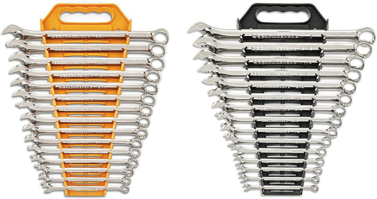 GEARWRENCH 30 Piece 12 Point Long Pattern Combination SAE\/Metric Wrench Set with Wrench Racks (1\/4-1 in., 8-22 mm) - 81937