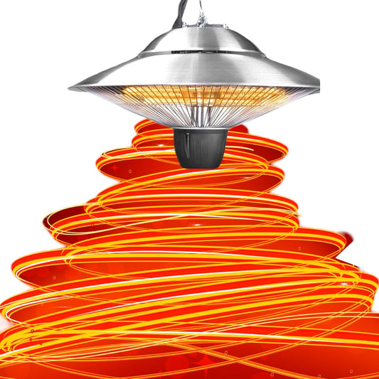 Silver UFO Dual Temp Outdoor Indoor Patio Restaurant Halogen Ceiling Heater Water Proof
