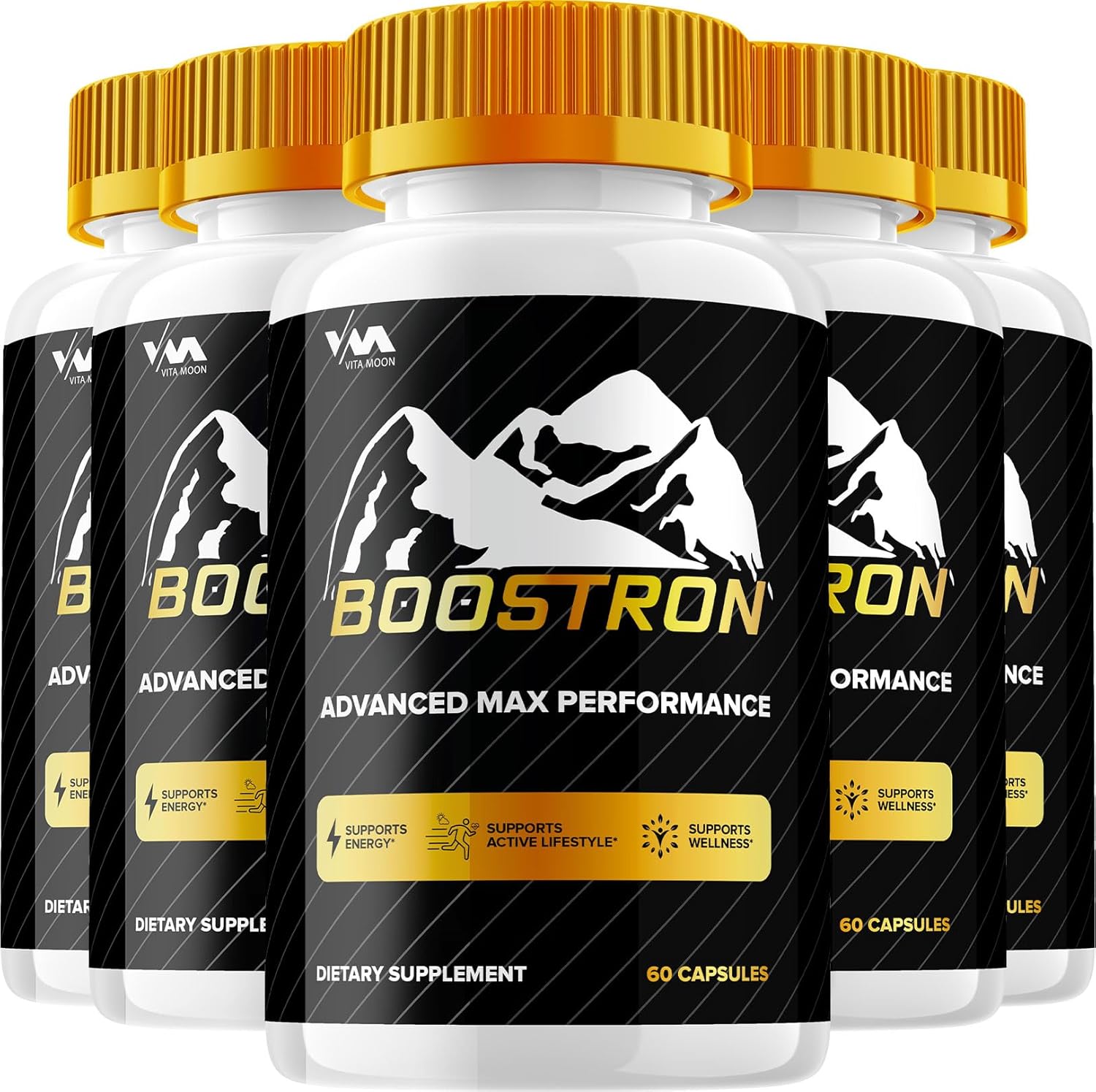 (5 Pack) Boostron Advanced Formula Pills, Boostron Support Supplement, Overall Wellness, Maximum Strength (300 Capsules)