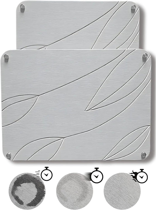 2 PCs Nesting Stone Drying Mat for Kitchen Counter - Fast Drying Mat - Diatomaceous Earth Dish Drying Mat with Non-Slip Feet - Heat Resistant Stone Drying Mat - Stone Dish Drying Mat for Kitchen