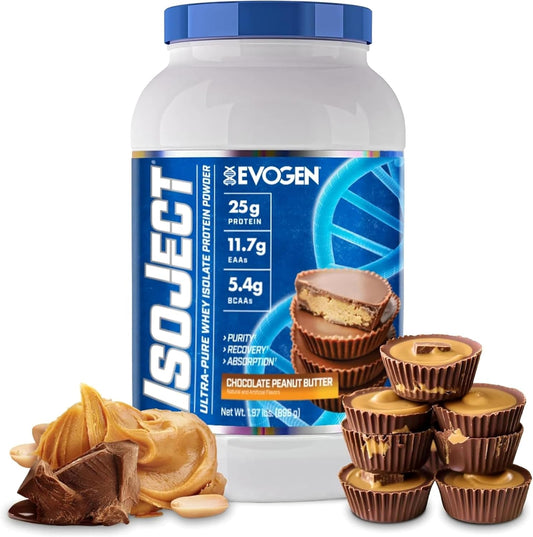Evogen Isoject - Whey Protein Isolate | Ultra-Pure Whey Protein Powder with Ignitor Enzymes, BCAAs, and EAAs | Enhanced Absorption & Recovery | Chocolate Peanut Butter | 28 Servings