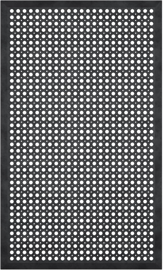 Ottomanson Heavy Duty Rubber Floor Mat \u2013 Non-Slip, Waterproof, Easy to Clean \u2013 Anti-Fatigue Mat for Commercial Kitchens, Restaurants, Workshops \u2013 Oil Resistant, Hose Washable \u2013 36" x 60", Black