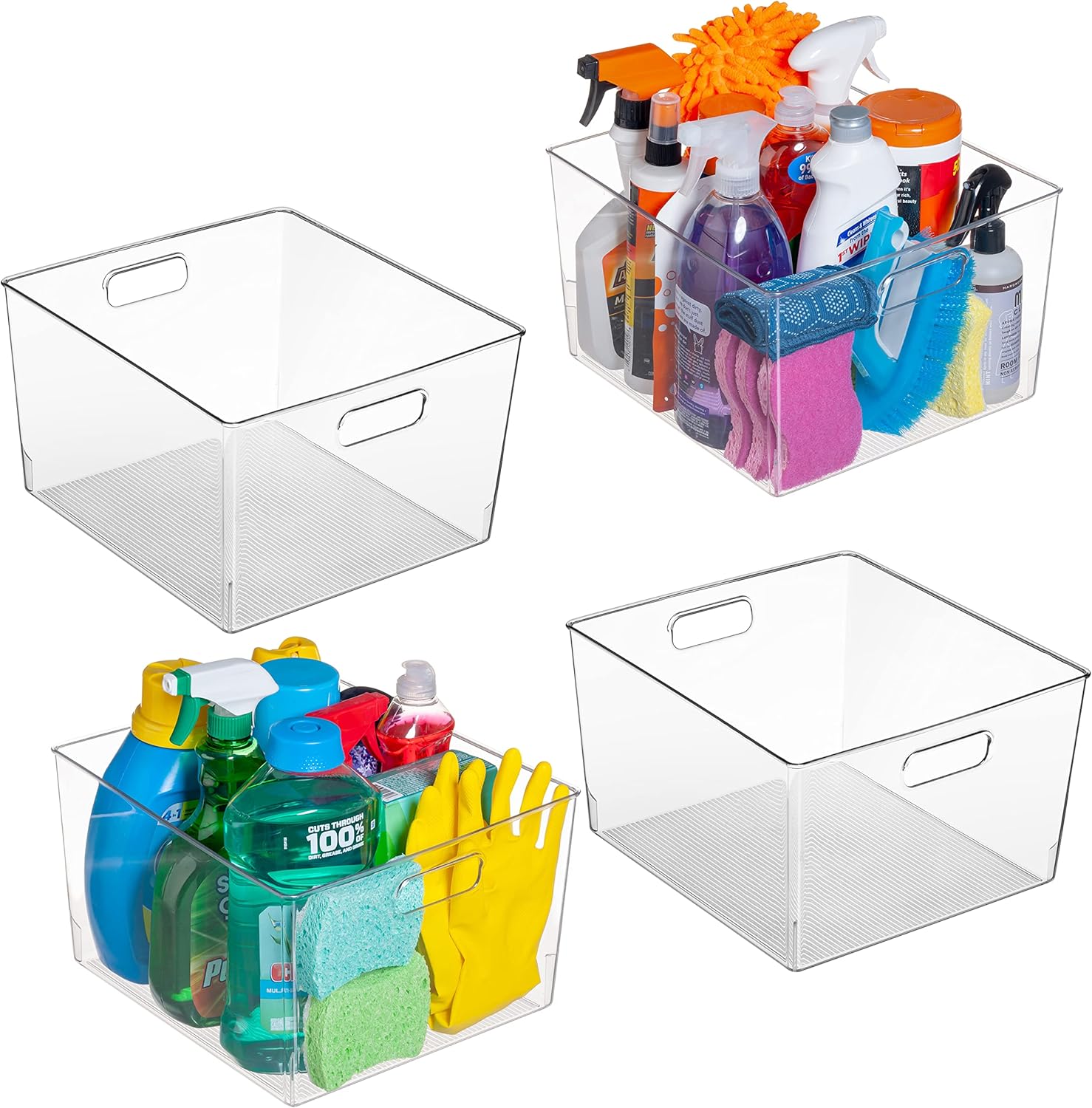 ClearSpace Clear Plastic Storage Bins \u2013 XL 4 Pack Perfect for Kitchen,Fridge, Pantry Organization, Cabinet Organizers
