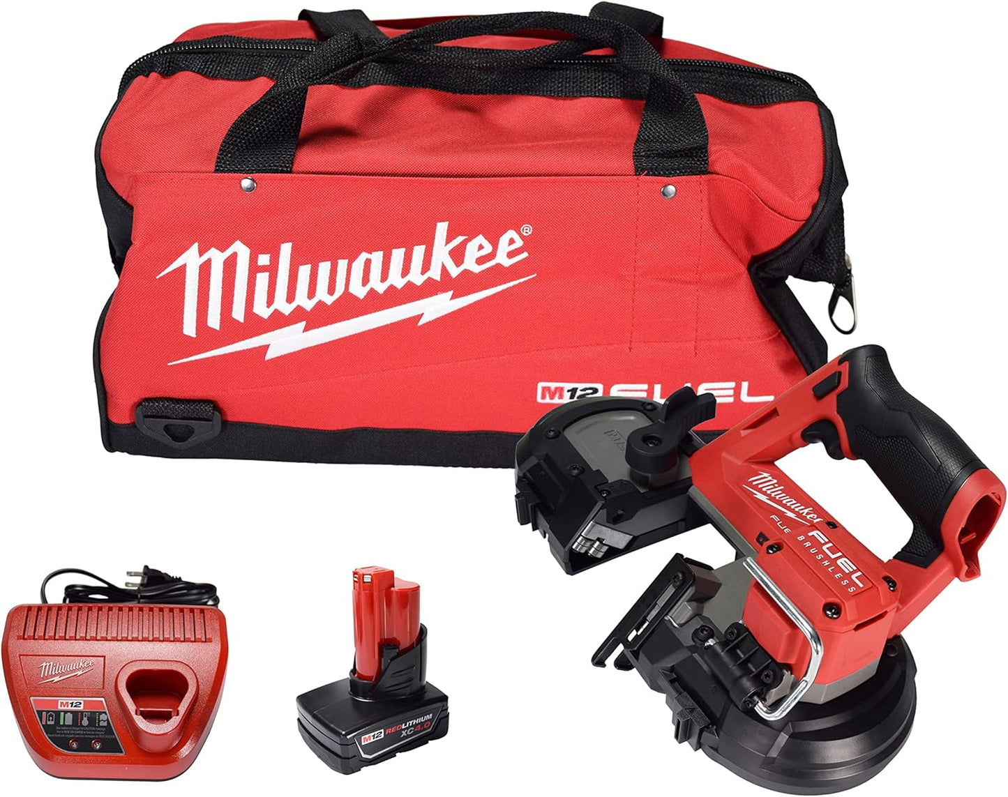 Milwaukee 2529-21XC M12 FUEL 12-Volt Lithium-Ion Cordless Compact Band Saw XC Kit with One 4.0 Ah Battery, Charger and Tool Bag