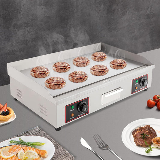 0'' Commercial Flat Top Grill 3000W Electric Countertop Griddle Temperature Control Food Griddle Machine Stainless Steel Restaurant Teppanyaki Grill Adjustable Temperature from 50°c to 300°c