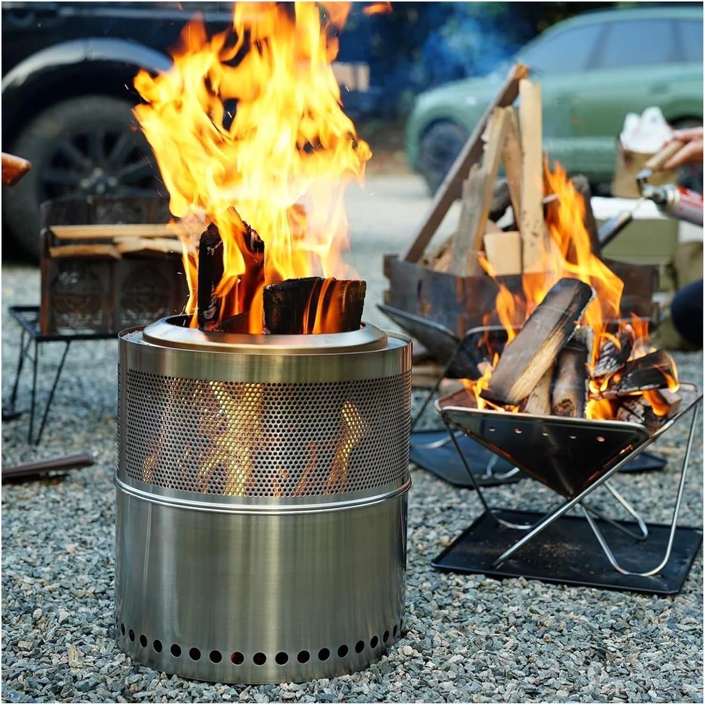 Smokeless Burn Barrel,Burn Barrel, Household Burning Container，Outdoors Fire Racks Heating stoves Bedroom Living Room Outdoor Park Yard(26cm(11in) with mesh)