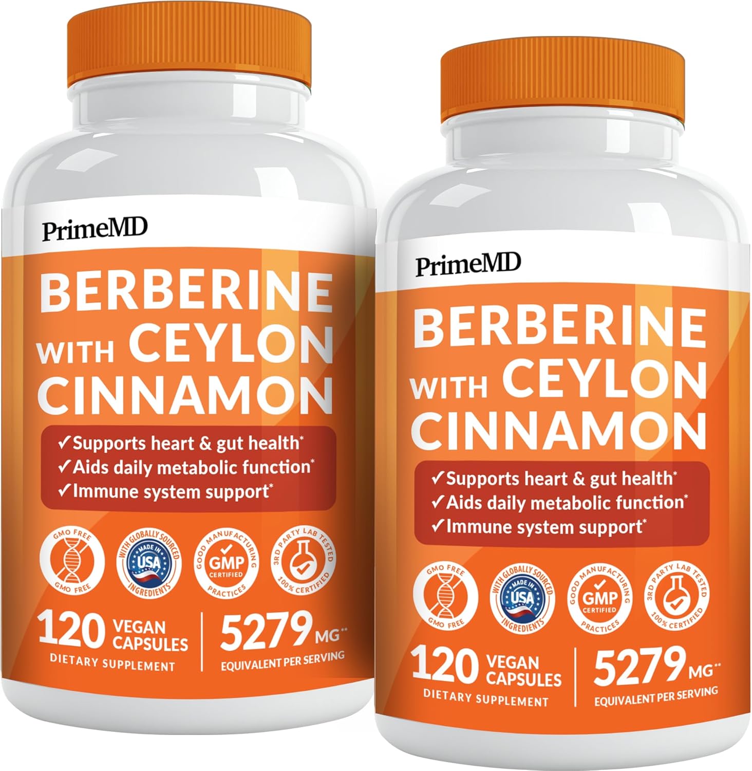 21-in-1 Berberine Supplement with Ceylon Cinnamon with Chromium, Bitter Melon and Green Tea Extract and Black Pepper Extract 5X for Energy & Metabolism Support with 5279 mg (120 ct, Pack of 2)