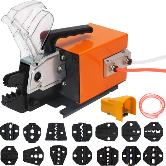 Pneumatic Crimping Tool Multifunction Pneumatic Crimper Plier Machine AM-10 Air Powered Wire Crimper Suitable For Many Kinds Of Terminals with 14 Die Sets