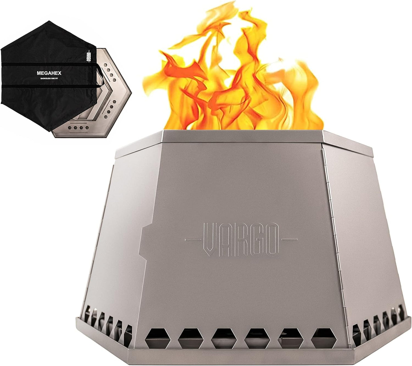 Vargo MegaHex Smokeless Fire Pit: Folding, Portable, and Durable Stainless Steel Fire Pit for Outdoor Adventures