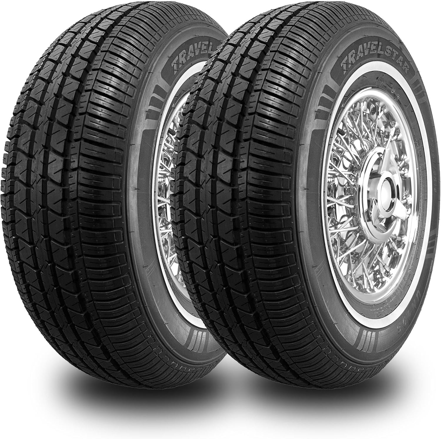 Set of 2 (TWO) Travelstar UN106 All Season 14mm White Wall Radial Passenger Car Tire - 175\/75R14 86T + Road Hazard Warranty Included 175\/75\/14 (Tire Only)