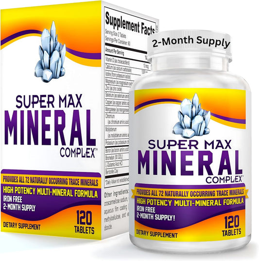 2-Month Multimineral Supplement (Iron Free) Natural Multiminerals | High-Potency Multi Mineral Supplements (15-in-1) Blended Minerals Formula | Mineral Complex | 60-Day Bulk Supply | 120 Tablets