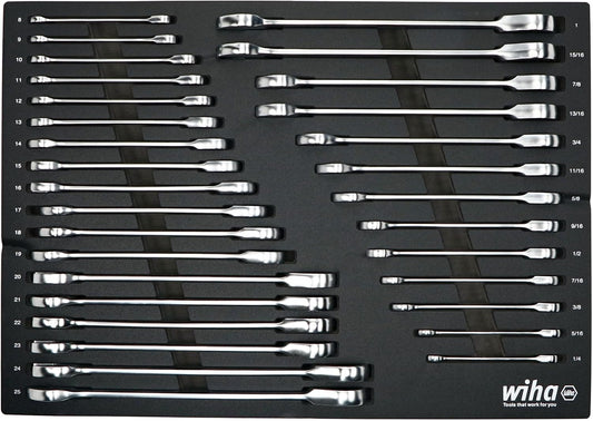 Wiha 30392 31 Piece Ratcheting Wrench Tray Set - SAE and Metric