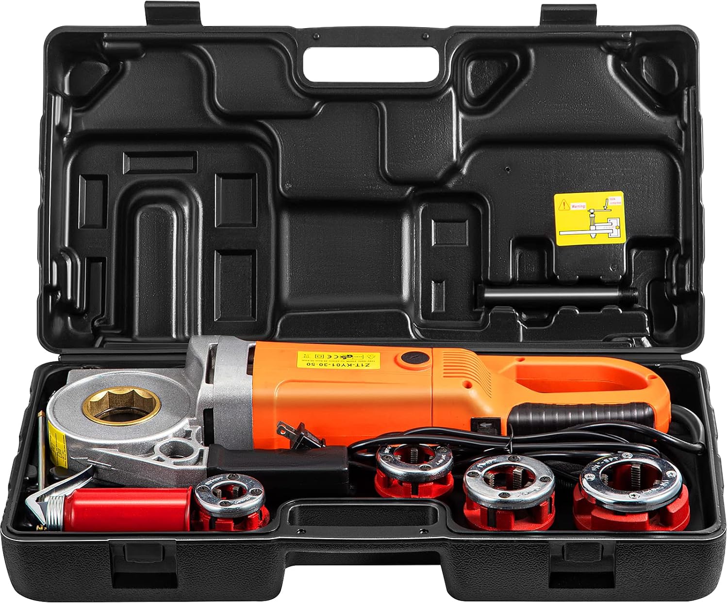 VEVOR Electric Pipe Threader, 2300W Pipe Threading Machine with 4 Dies 1/2" - 1 1/4", 110V Hand-held Pipe Threader Machine with Copper Motor, Portable Electric Pipe Threading Kit with Carrying Case