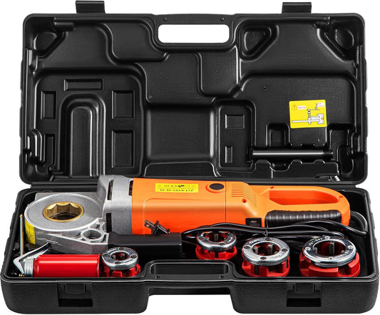 VEVOR Electric Pipe Threader, 2300W Pipe Threading Machine with 4 Dies 1/2" - 1 1/4", 110V Hand-held Pipe Threader Machine with Copper Motor, Portable Electric Pipe Threading Kit with Carrying Case