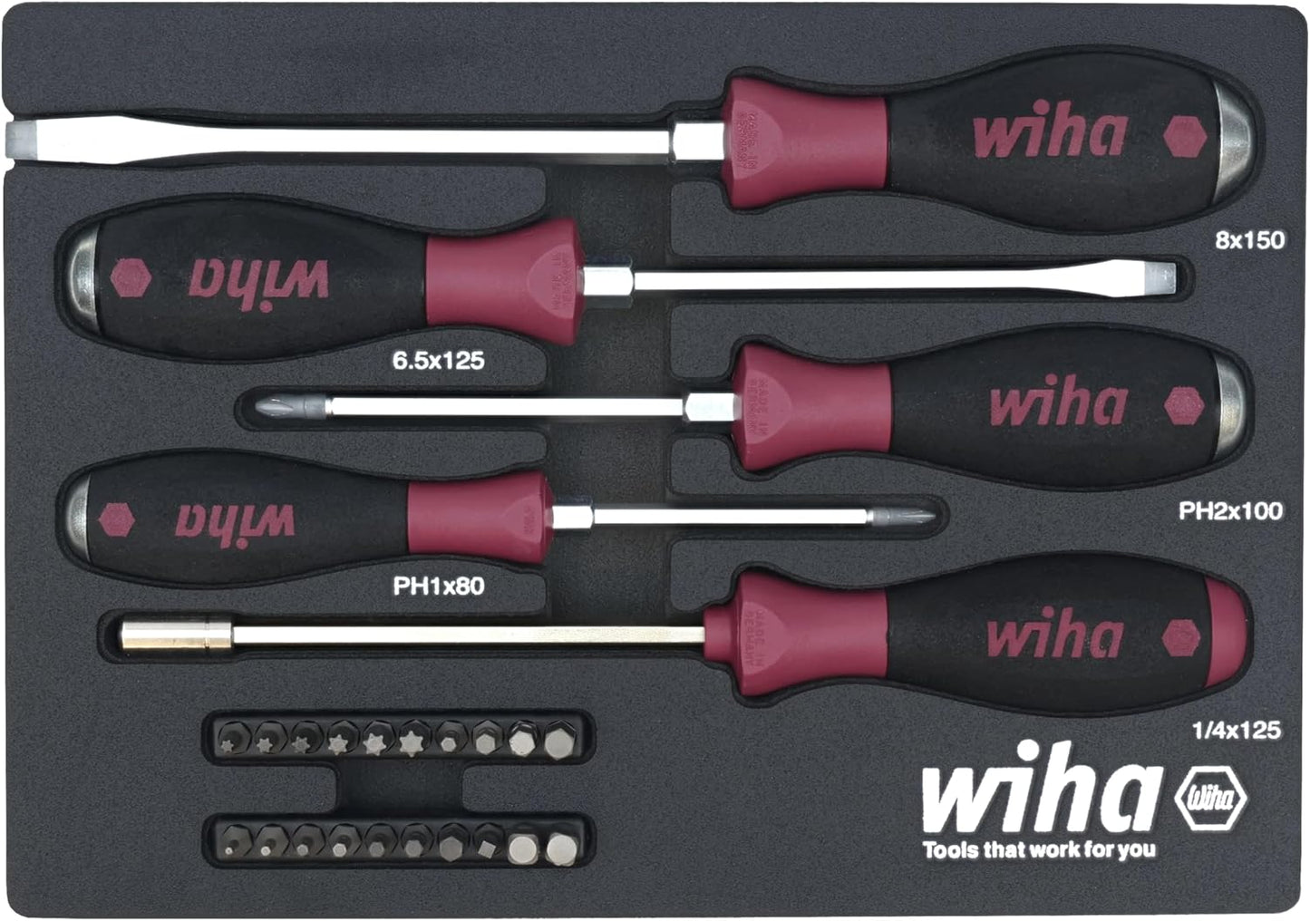 Wiha 52690 25 Piece MicroFinish Screwdriver Tray Set